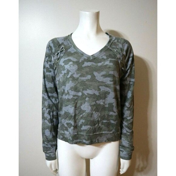 WOMEN'S GREEN CAMOUFLAGE CAMO PRINT TUNIC TOP - MUDD - SIZE XXS - NEW - SOFT - Picture 1 of 5